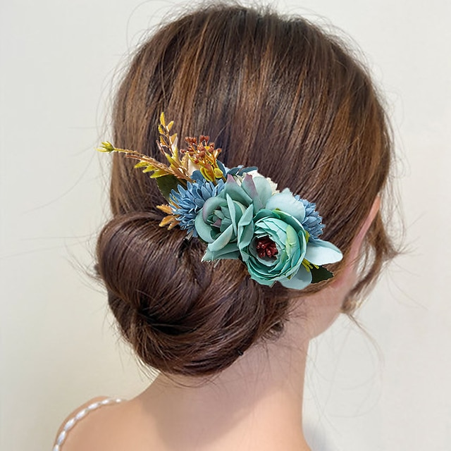  Hair Comb Fabric Fall Wedding Birthday Bridal Prince With Floral Headpiece Headwear