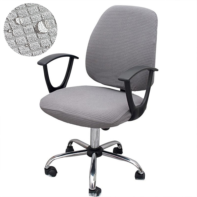  כיסוי לכסא משרדי למחשב מתיחה מושב משחק מסתובב כיסוי החלקה אלסטי צמר קוטב שחור צבע אחיד רך עמיד רחיץ