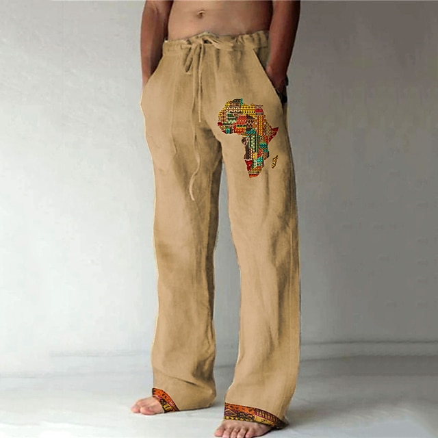 Men's Trousers Summer Pants Beach Pants Drawstring Elastic Waist 3D