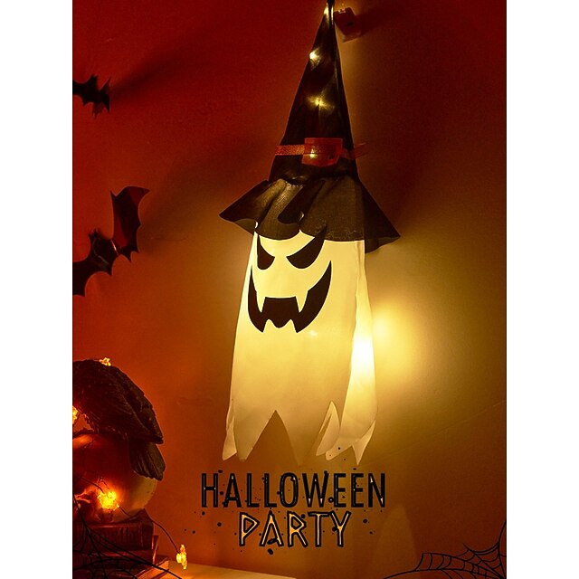  halloween osvětlený duch led blikající ďábel festivalová dekorace zářící čaroděj duch klobouk světelná dekorace závěsná lucerna halloweenská dekorace světlo party bar atmosféra malý světelný řetězec dýně