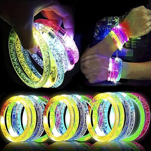  braccialetto bastoncini luminosi braccialetto bagliore nel buio 6 colori disponibili braccialetto led set di braccialetti luminosi lampeggianti forniture per feste al neon per illuminare concerti rave compleanno favori di festa di carnevale
