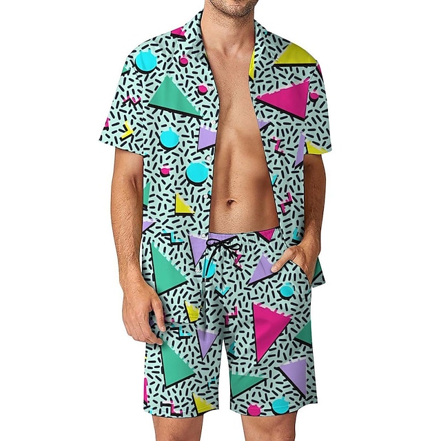  Clássico Anos 80 Calção Camisa Shorts de praia Homens Dia a Dia Férias Parada do Orgulho Camisa Verão