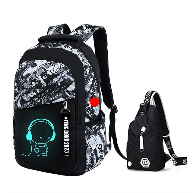  Backpacks for Boys School Bags for Kids Luminous Bookbag and Sling Bag Set, Back to School Gift