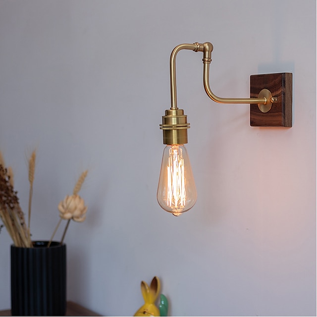  Lightinthebox applique vintage lampada da parete in legno e27 lampade da comodino camera da letto supporto in ottone regolabile luci da parete per soggiorno interno 110-240v