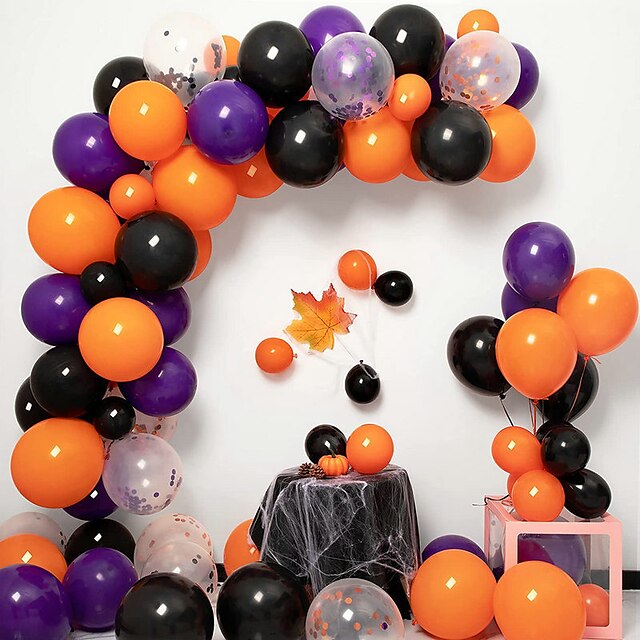 115pcs Halloween Balloon Set Black Orange Purple latex sequin balloon ...