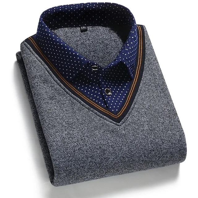  Herren Pullover Herren Pullover Gerippt Stricken Standard Strick Stehkragen Moderne zeitgenössische Freizeitskleidung Ausgehen Bekleidung Winter Blau Hellgrau S M L