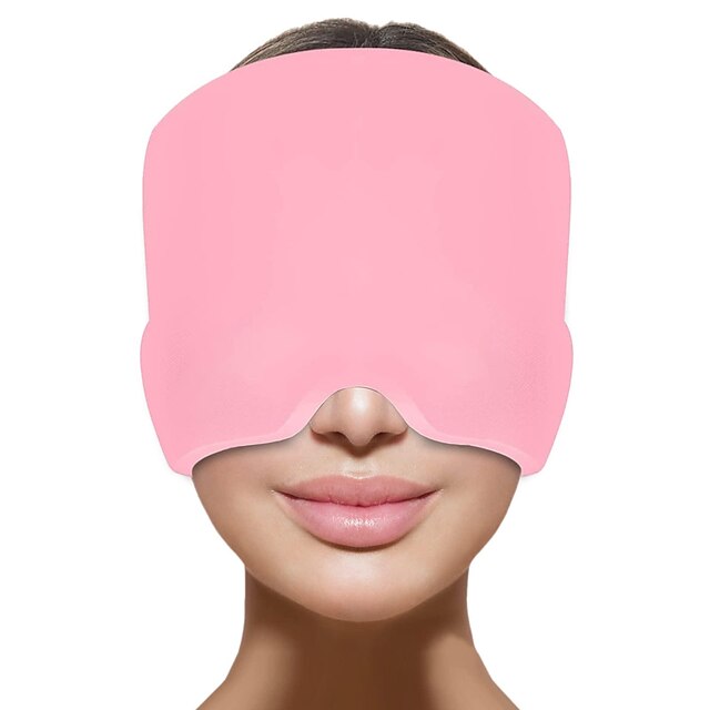  Headache Relief Hat for Migraine, Headache Migraine Relief Cap for Tension Headache Migraine Relief, One Size Fits All Headache Cap with Reusable Ice Gel Pack for Puffy Eyes, Stress Relief (Pink)