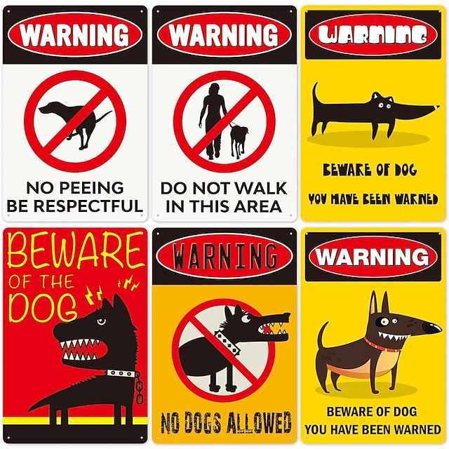  1 buc. Semn de tablă metalic de avertizare, amuzant, sarcastic, ferește-te de câini, semne metalice de avertizare pentru curte, fermă, gard, casă 20x30cm/8''x12''