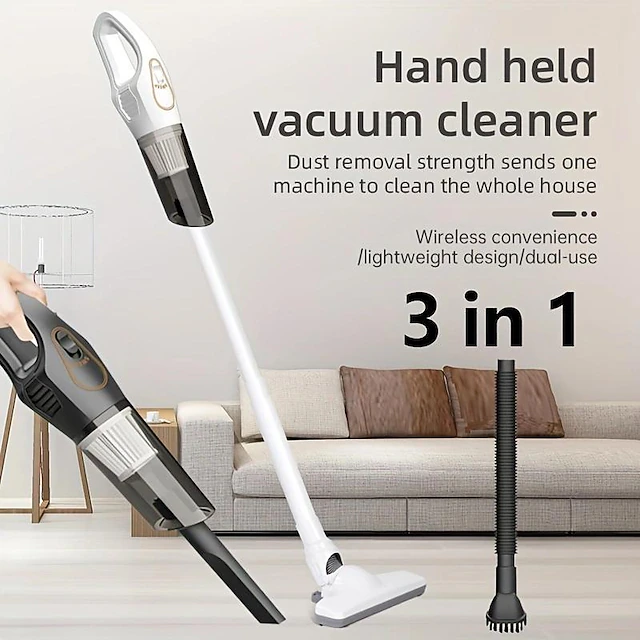 Handheld Wet & Dry Cordless Vacuum Cleaner Lightweight Household Stick Vacuum With Strong Suction Portable Rechargeable Handheld Vacuum For Hard Floor Stairs Sofa Home Car Outdoor Tents 15