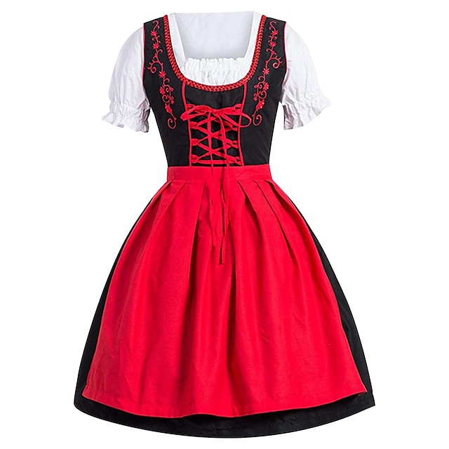  Plus Size Oktoberfest Beer Costume Trachtenkleider Dirndl Blouse Bavarian Maid Bavarian German Wiesn Women's Traditional Style Cloth Dress