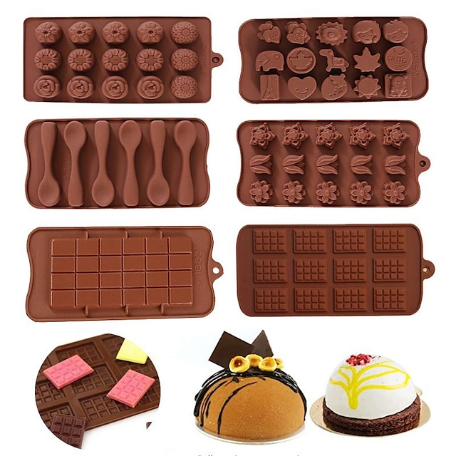  Silicone Chocolate Moulds 6 Pieces Silicone Moulds for Chocolate and Non-Stick Chocolate Molds Letters and Numbers for Making Chocolate Muffins Cakes 6 Shapes