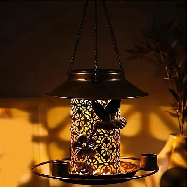  solfågelmatare med utomhuslampor retro bronsjärn hängande vilda fågelmatare vattentäta fågelmatare för innergård