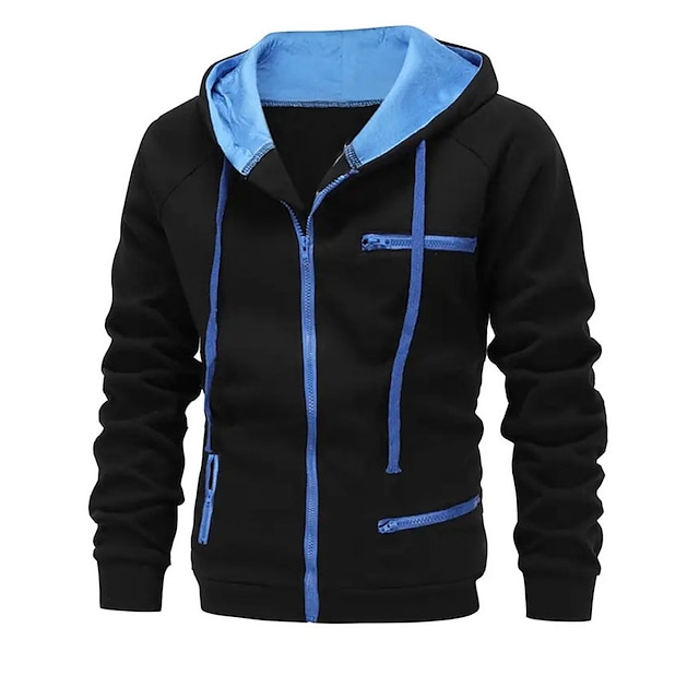  Hombre Sudadera con cremallera Sudaderas con cremallera Negro Blanco Vino Color Camello Gris Oscuro Con Capucha Bloque de color Cerrar Bolsillo Deporte Diario Deportes Poliéster Ropa de calle Fresco