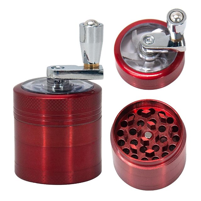  Tobacco Grinder With Handle, Four-layer Manual Zinc Alloy Herb Grinder, Smoking Accessories, Spice Grinder 1.57 Inches