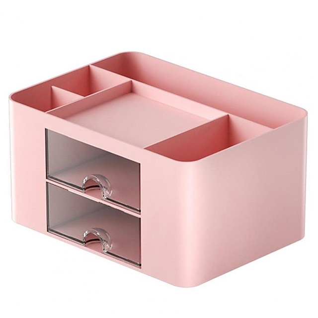  caixa de armazenamento de gaveta transparente criativa, organizador de cosméticos de mesa, suporte de caneta de grande capacidade para estudantes, materiais de papelaria para escritório escolar