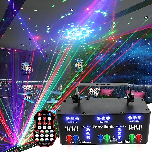  21 øyne rgb disco dj beam laserlys projektor dmx fjernkontroll strobe scene lyseffekt julefest ferie halloween lys
