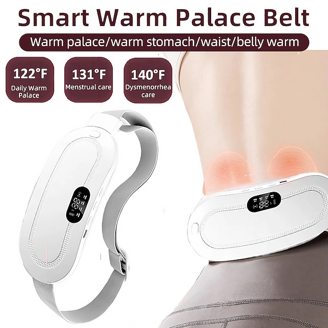 Portable Cordless Heating Pad Menstrual Heating Pad Heating Pad For Back With 3-Speed Temperature Adjustment And 4-Speed Massage Modes Portable Electric Fast Heating Belly Wrap Belt For Women 14