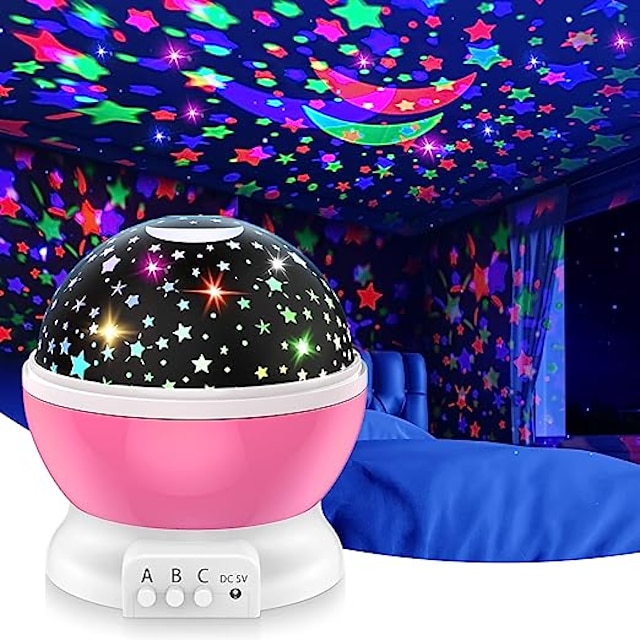  Star Galaxy Night Light for Kids Nebula Star Projector 360 Degree Rotation 4 LED Bulbs 8 Light Color Changing with USB