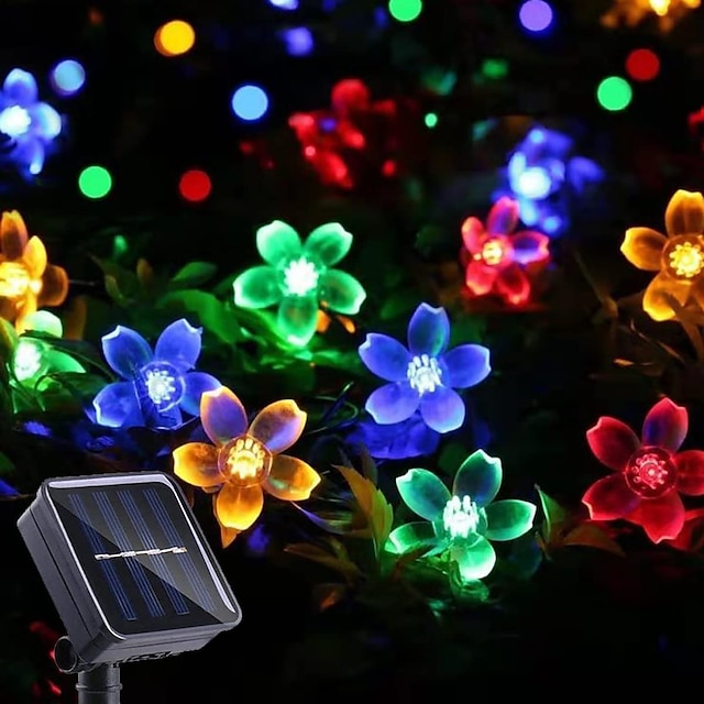  Flower Solar Fairy Lights Sakura Outdoor Waterproof Garden Lights Camping Novelty Courtyard String Lights For Christmas Cafe Garden Backyard Balcony Porch Decoration