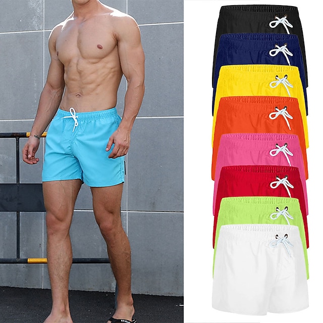  Homens Roupa de Banho Shorts de Natação Calção Justo de Natação Tecido Conforto Respirável Ao ar livre Diário Para Noite Moda Casual Preto Branco