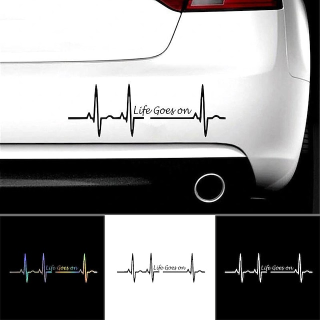  αυτοκόλλητο αυτοκινήτου 3d 17,5cm*5,8cm trackpad παλμών καρδιάς, η ζωή συνεχίζεται με αυτοκόλλητα αυτοκόλλητα σε στυλ αυτοκινήτου αντανακλαστικής μοτοσικλέτας
