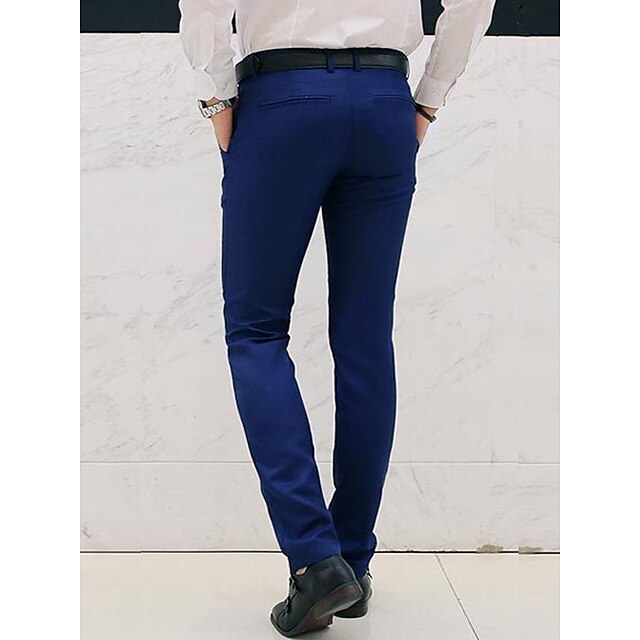 Men's Dress Pants Trousers Chino Pants Suit Pants Zipper Plain Ankle ...