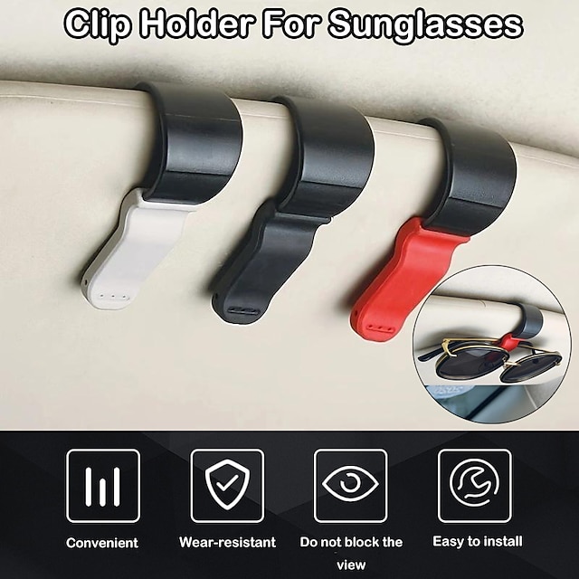  Suport de clemă de fixare pentru ochelari de soare auto în 3 culori pentru ochelari de soare ochelari de vedere card de bilet universal multifuncțional interior auto