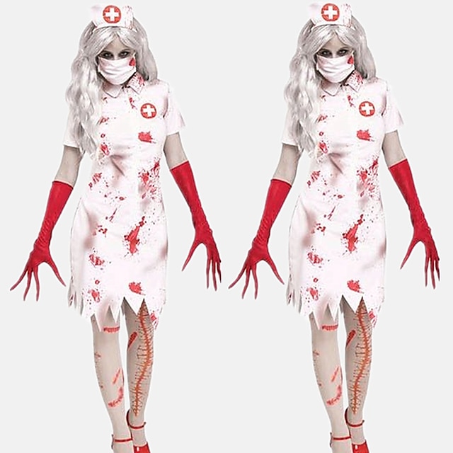  Nurse Halloween Cosplay Costume Party Costume Masquerade Outfits Cosplay Scary Costume Adults' Women's Masquerade Performance Party Halloween Easy Halloween Costumes Dress Up