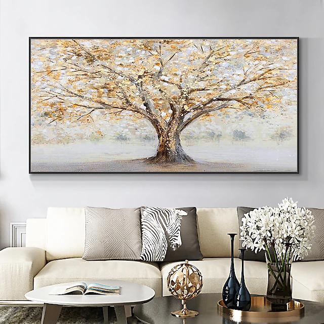 Mintura Handmade Golden Tree Landscape Oil Paintings On Canvas Wall Art Decoration Modern Abstract Pictures For Home Decor Rolled Frameless Unstretched Painting 12
