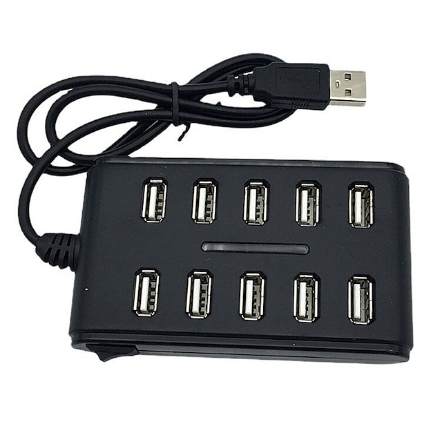  Portable 1PC General Purpose Work Home With Switch ABS Plastic Double Row Ten Port USB HUB