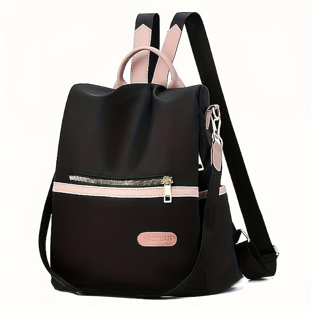  Γυναικεία σακκίδιο Σχολική τσάντα σακκίδιο Σχολείο Καθημερινά Συμπαγές Χρώμα Νάιλον Μεγάλη χωρητικότητα Ελαφρύ Ανθεκτικό Φερμουάρ Μαύρο Ρουμπίνι