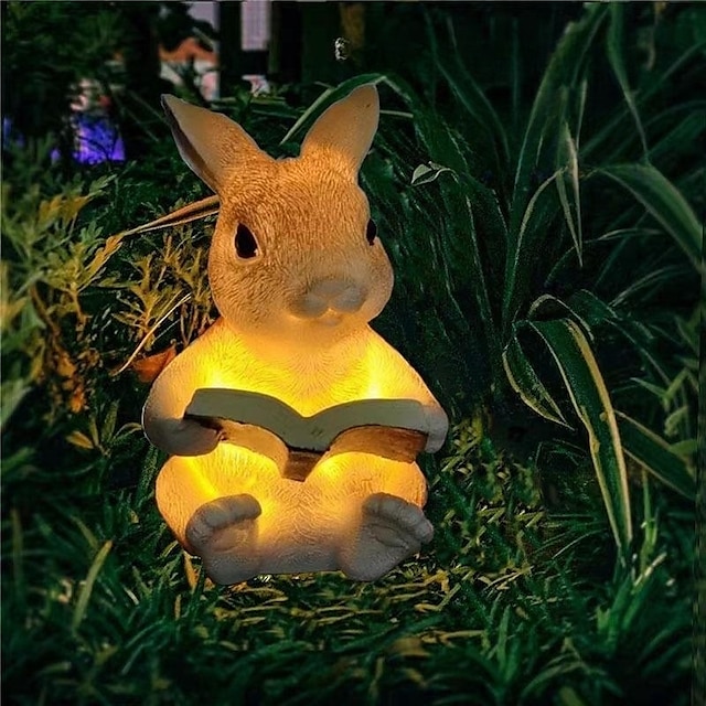 Solar Animal Lamp Outdoor Bunny Garden Waterproof Lamp Resin Handicraft Landscape