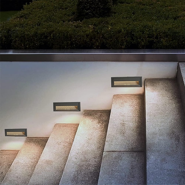  Stufenleuchten für den Innenbereich, LED-Treppenleuchten, warmweiß/weiß, 3000 K/6000 K, wasserdichte IP65-Leuchten für Stufen, schwarz, 110–240 V