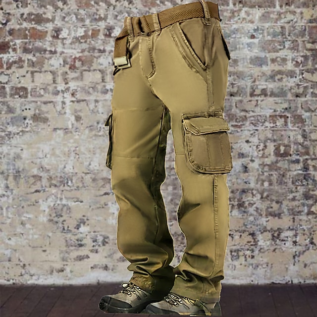  Homme Pantalon Cargo Pantalon cargo Pantalon Multi poche Plein Vestimentaire Extérieur Casual du quotidien Mélange de Coton Mode Classique Armée jaune Noir