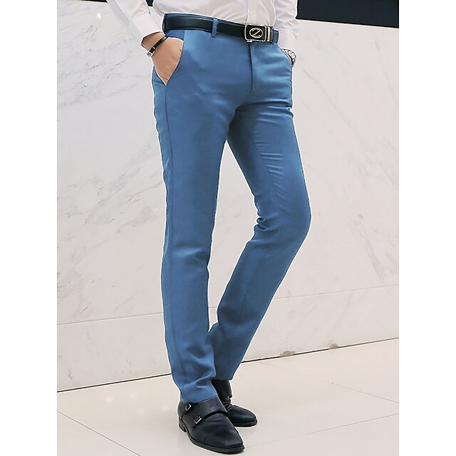 Men's Dress Pants Trousers Chino Pants Suit Pants Zipper Plain Ankle ...