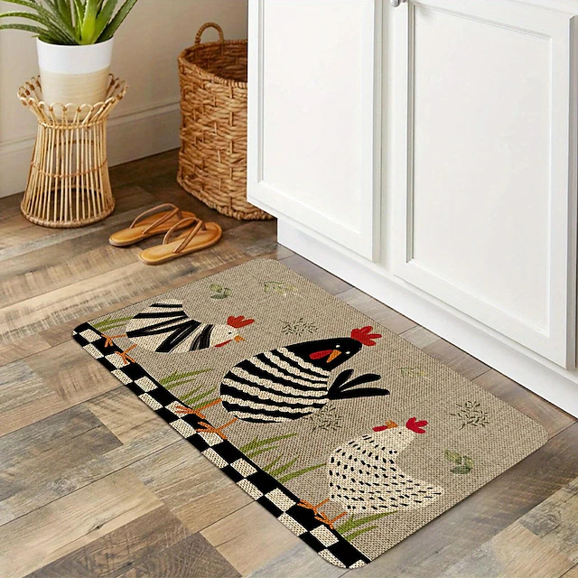 Chicken Mat Rustic Chicken Kitchen Mat Non-Slip Rug Indoor Outdoor Mat Bedroom ...