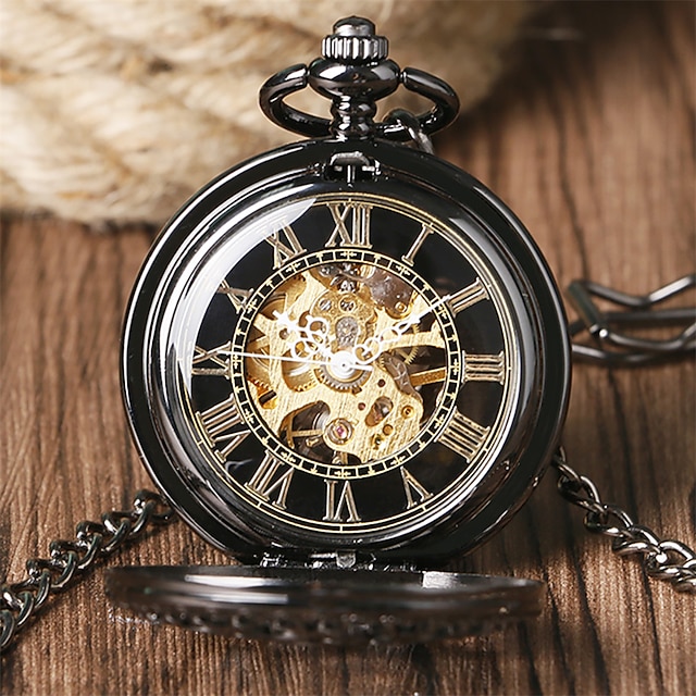 TREEWETO Antiek Draak Zakhorloge Mechanisch Skelet Horloge Met Ketting