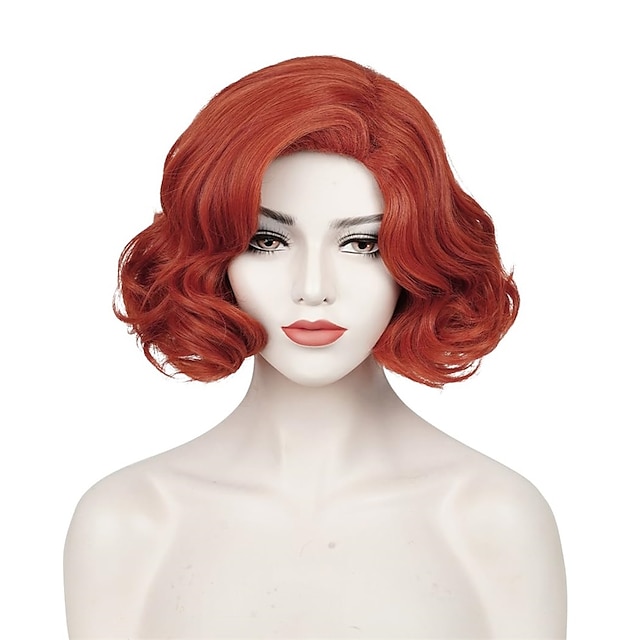  Short Copper Red Wigs for Women 1920s 20s 30s Curly Synthetic Auburn Bob Vintage Wig Halloween Cosplay Costume Wig