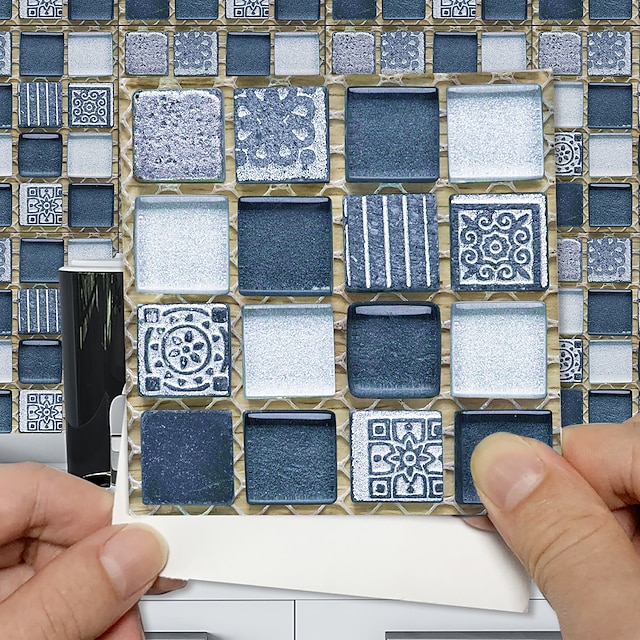  6 peças/conjunto adesivo de parede vintage padrão mosaico cozinha painel traseiro resistente ao calor autoadesivo adesivo de parede vinil azulejo decalque papel de parede removível diy decalque