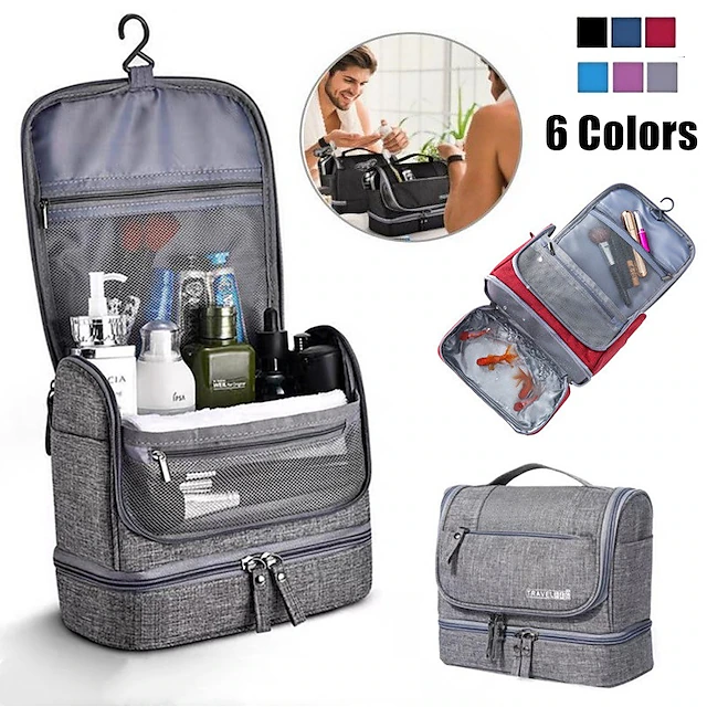 Men's Women's Handbag Makeup Bag Cosmetic Bag Polyester Oxford Cloth Holiday Beach Travel Zipper Large Capacity Waterproof Breathable Solid Color Blue Dark Blue Grey 18