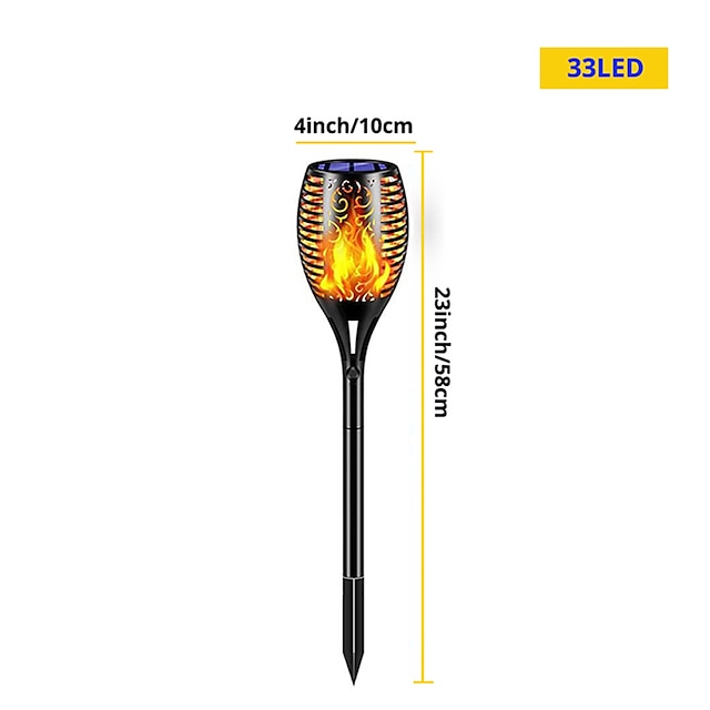  Solar-Gartenflammenlicht - 96 LED Außenweg flackernde Fackel wasserdichte Landschaftsrasenlampe für Wegbeleuchtung  Dekor für Halloween