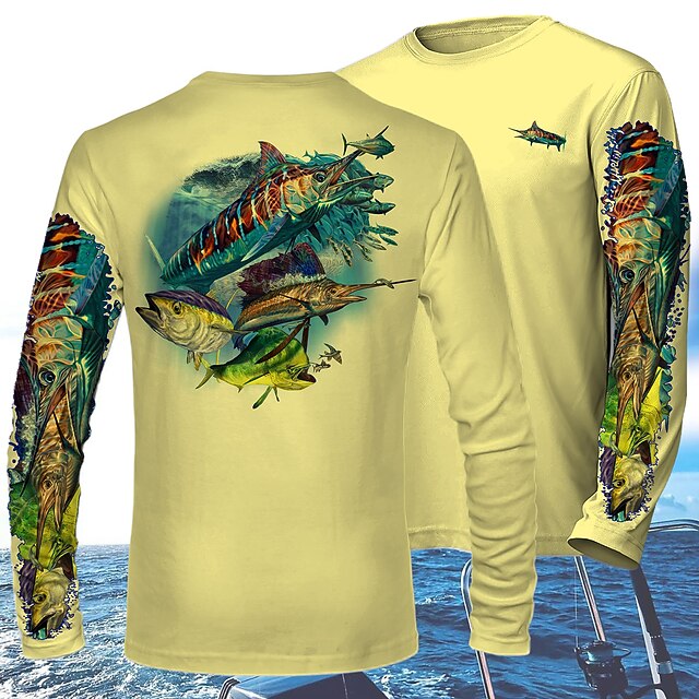 Men's Fishing Shirt Outdoor Long Sleeve UPF50+ UV Protection Breathable