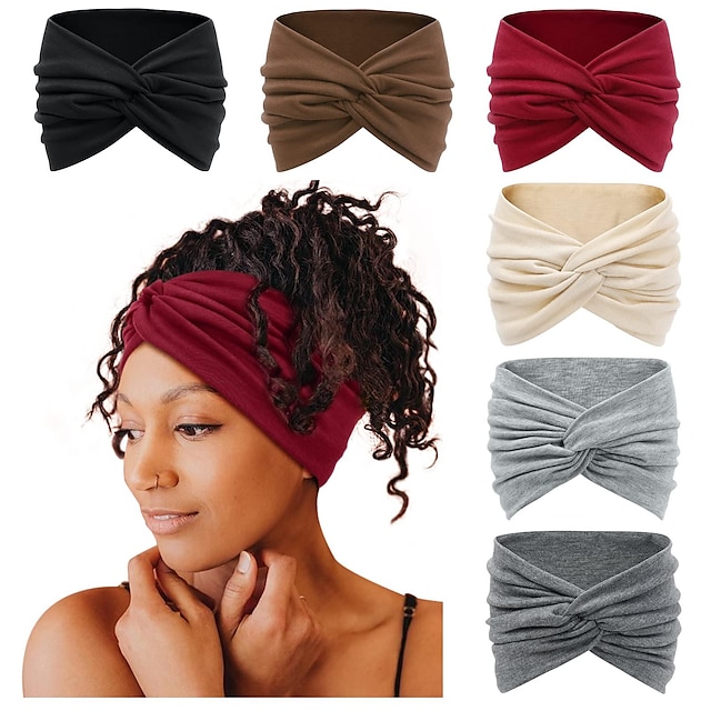  6 PCS Wide Headbands for Women, 7'' Extra Large Turban Headband Boho Hairband Hair Twisted Knot Accessories