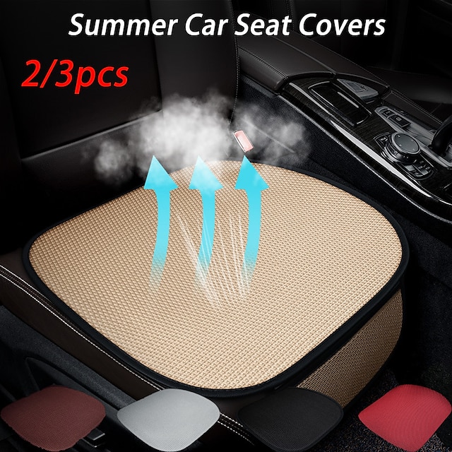  Fundas de asiento de coche de verano, cojín de asiento de coche universal delantero, alfombrilla de seda de hielo, protector de cubierta de asiento de coche, almohadilla de asiento trasero para