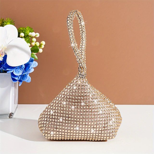 Women's Rhinestone Wristlet Evening Bag – Sparkly Crystal Clutch Purse for Parties, Weddings, and Formal Events 16
