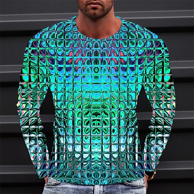 Men's T shirt Tee Graphic Gradient Metallic Shirt Crew Neck Clothing ...