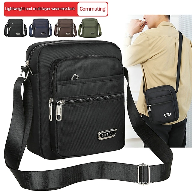  Men's Crossbody Bag Shoulder Bag Polyester Oxford Cloth Daily Holiday Adjustable Large Capacity Waterproof Solid Color Black Army Green Blue