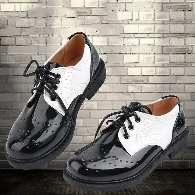  Boys Girls' Flats Daily Dress Shoes Casual School Shoes Patent Leather Waterproof Breathability Non-slipping School Shoes Big Kids(7years +) Little Kids(4-7ys) School Prom Leisure Sports Walking Shoes