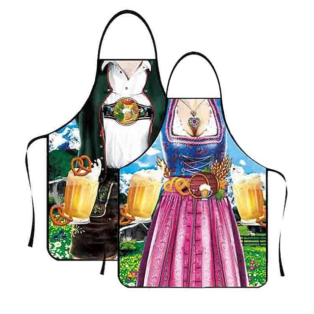  Oktoberfest Apron Couples Cooking Aprons German Party Costume for BBQ Baking Chef Kitchen Gifts