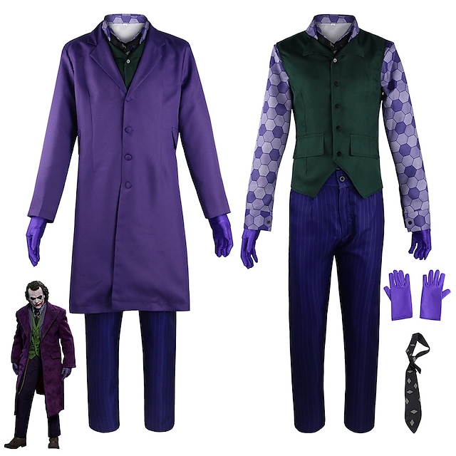 The Dark Knight Clown Cosplay Costume Outfits Men's Movie Cosplay ...